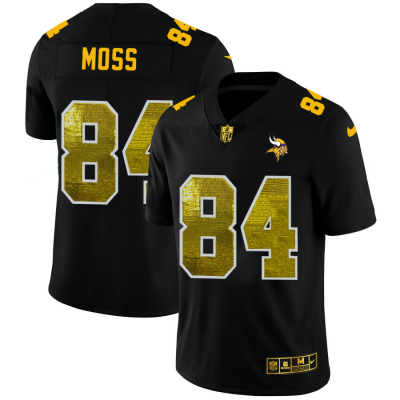 Minnesota Minnesota Vikings #84 Randy Moss Men's Black Nike Golden Sequin Vapor Limited NFL Jersey Men's